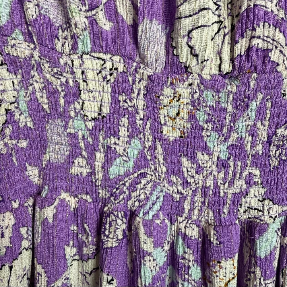 Haute Hippie Purple & Gold Metallic Floral Mini Dress Size large - Picture 5 of 13